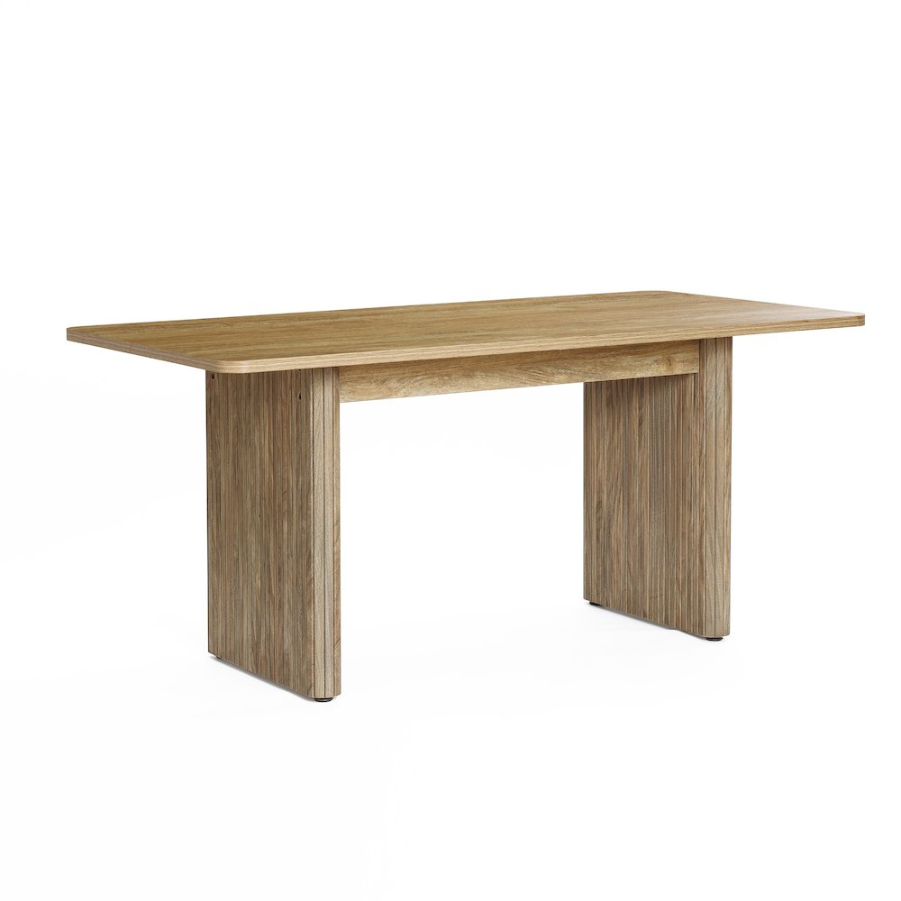 Natural Wood Finish 6-Person 63-Inch Wide Rectangle Dining Table. Picture 5