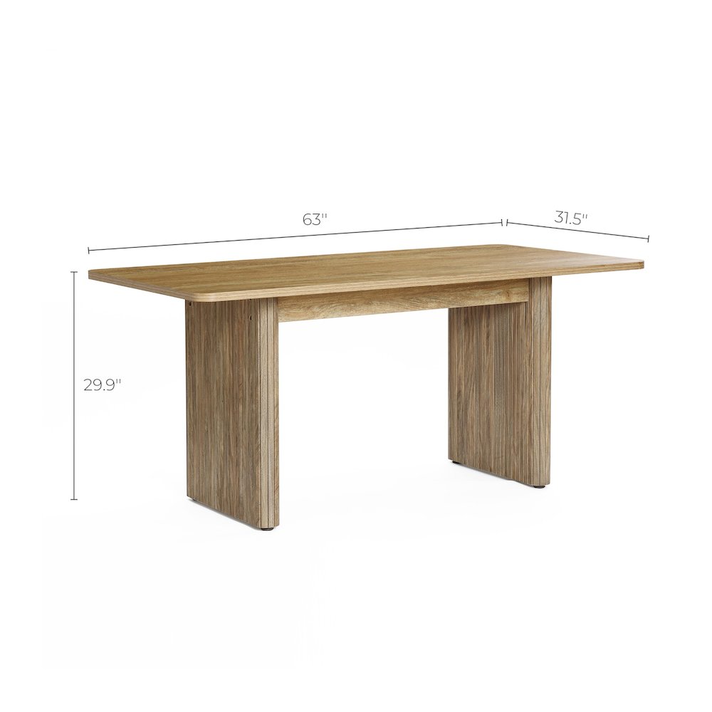 Natural Wood Finish 6-Person 63-Inch Wide Rectangle Dining Table. Picture 8