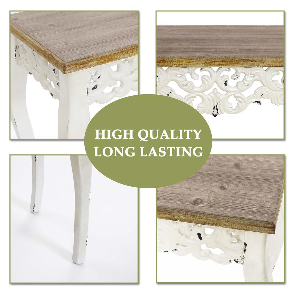 Victorian Off White and Natural Wood Console and Entry Table. Picture 13
