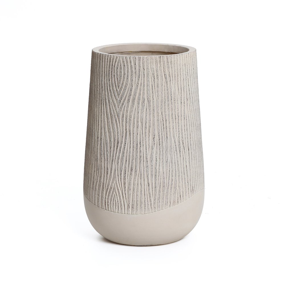 Round Tapered 27-Inch Tall MgO Planter, Indoor and Outdoor. Picture 1