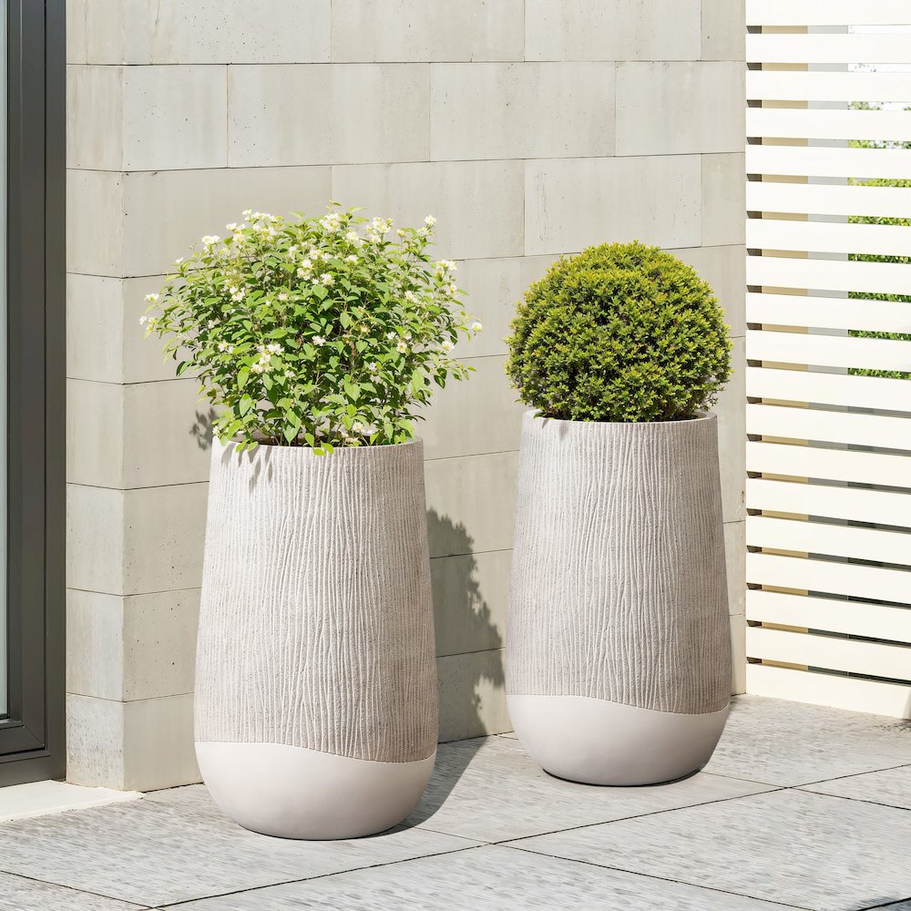 Round Tapered 27-Inch Tall MgO Planter, Indoor and Outdoor. Picture 3