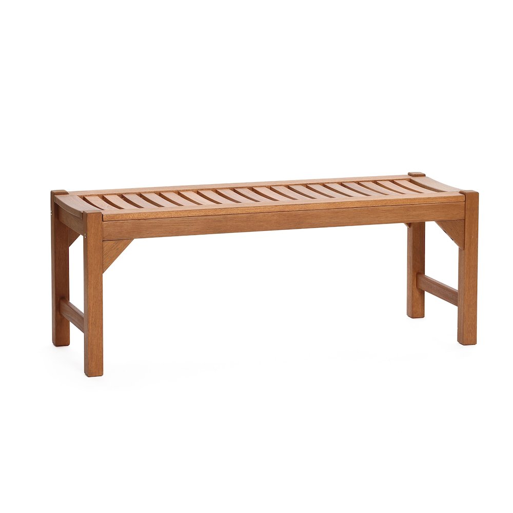 Natural Solid Wood 47.2-Inch Long Rectangle Sloping Seat Outdoor Bench. Picture 1