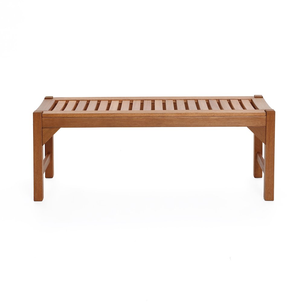 Natural Solid Wood 47.2-Inch Long Rectangle Sloping Seat Outdoor Bench. Picture 5