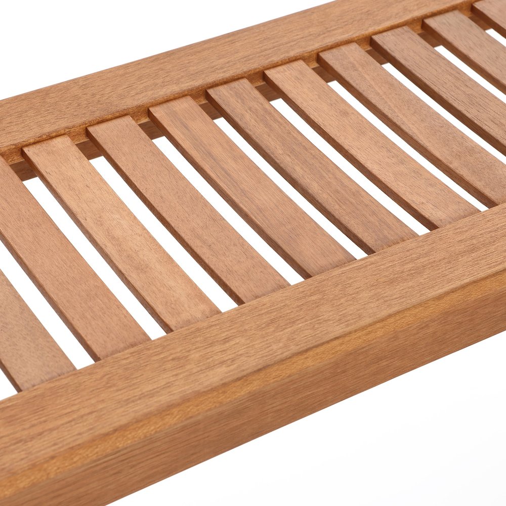 Natural Solid Wood 47.2-Inch Long Rectangle Sloping Seat Outdoor Bench. Picture 7