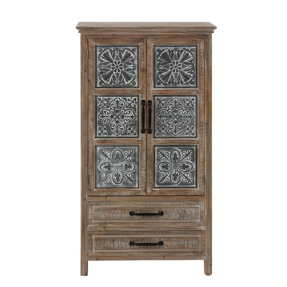 Wood and Metal Wardrobe Storage Cabinet. Picture 1