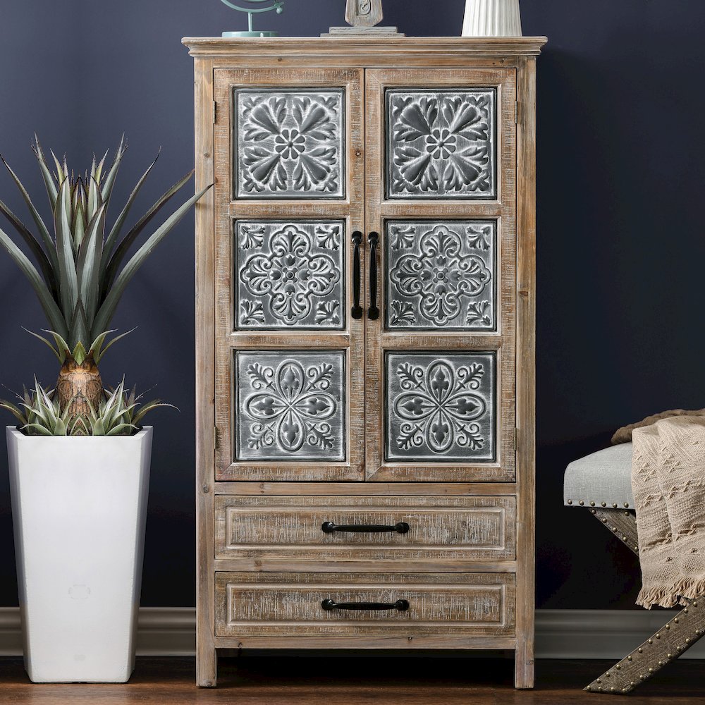 Wood and Metal Wardrobe Storage Cabinet. Picture 2