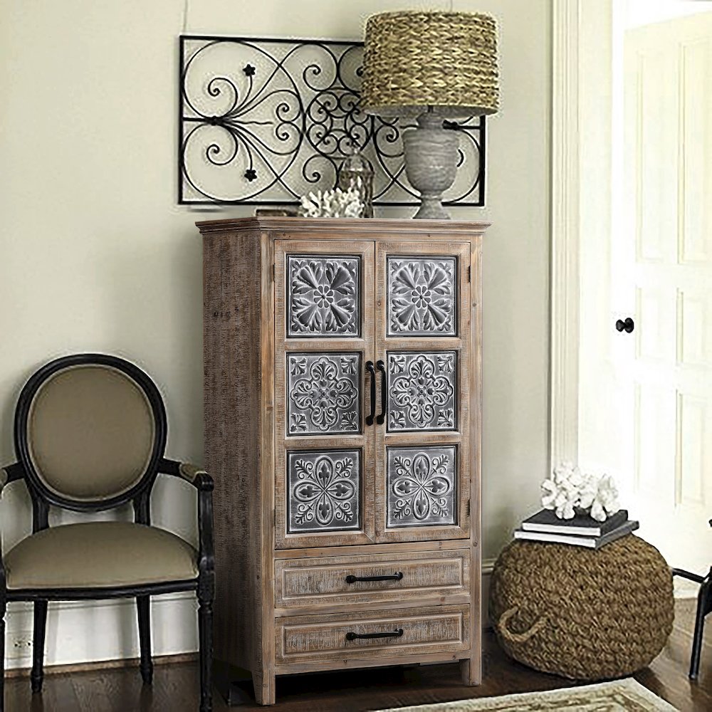 Wood and Metal Wardrobe Storage Cabinet. Picture 3