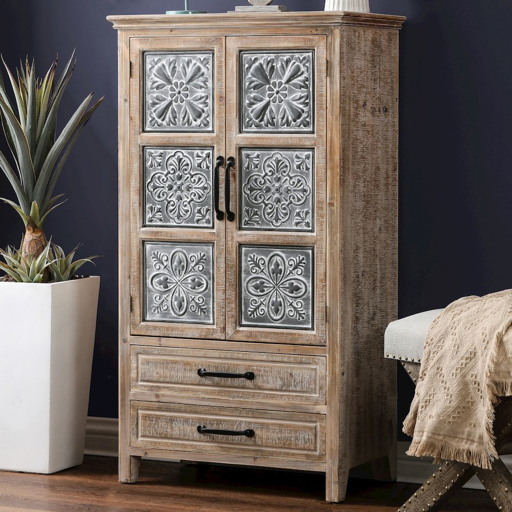 Wood and Metal Wardrobe Storage Cabinet. Picture 4