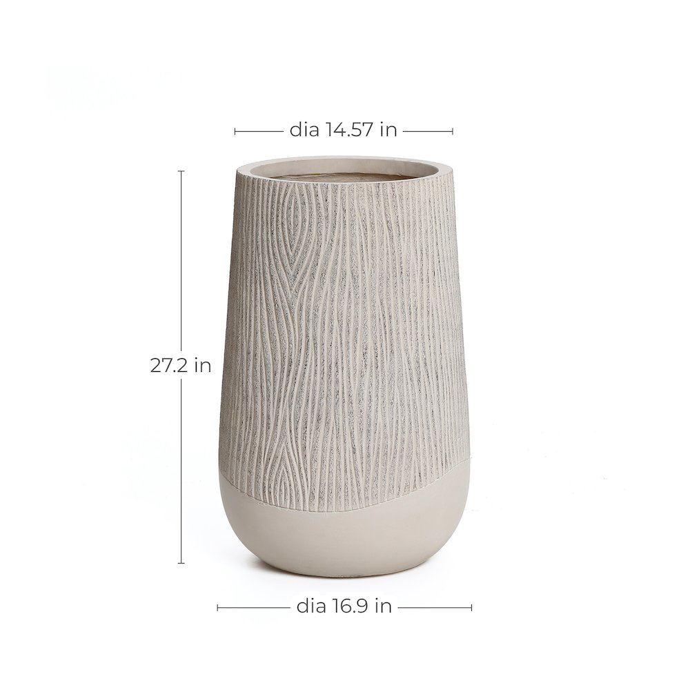 Round Tapered 27-Inch Tall MgO Planter, Indoor and Outdoor. Picture 7