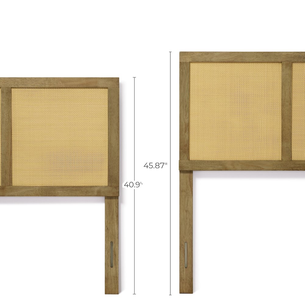 Natural Finish Rubberwood with Rattan Panels Headboard, Queen. Picture 8