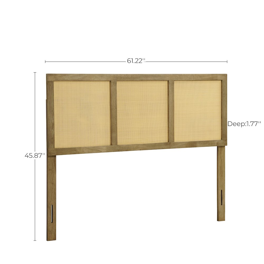 Natural Finish Rubberwood with Rattan Panels Headboard, Queen. Picture 9