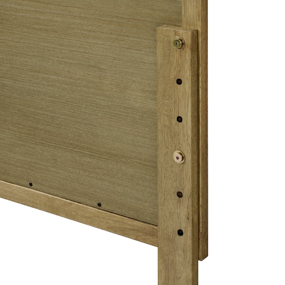 Natural Finish Rubberwood with Rattan Panels Headboard, Queen. Picture 11