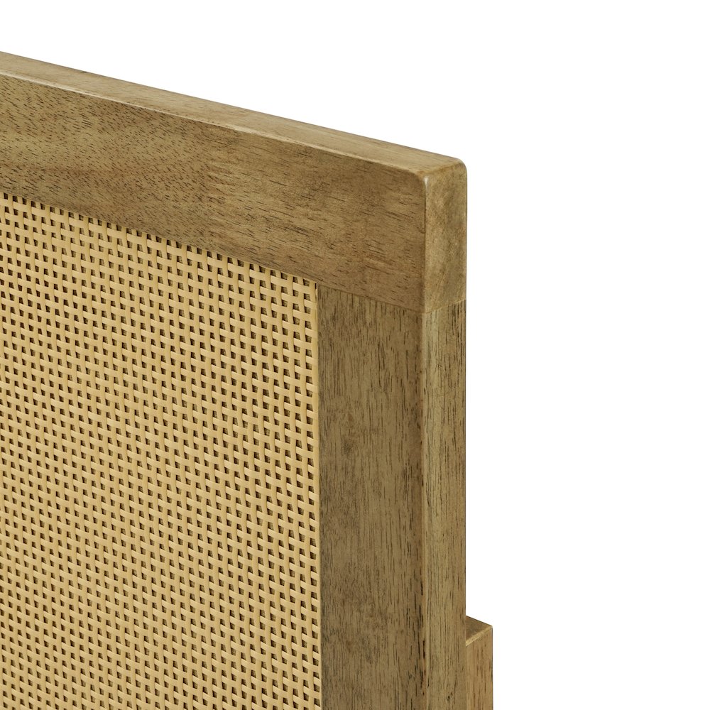 Natural Finish Rubberwood with Rattan Panels Headboard, Queen. Picture 10