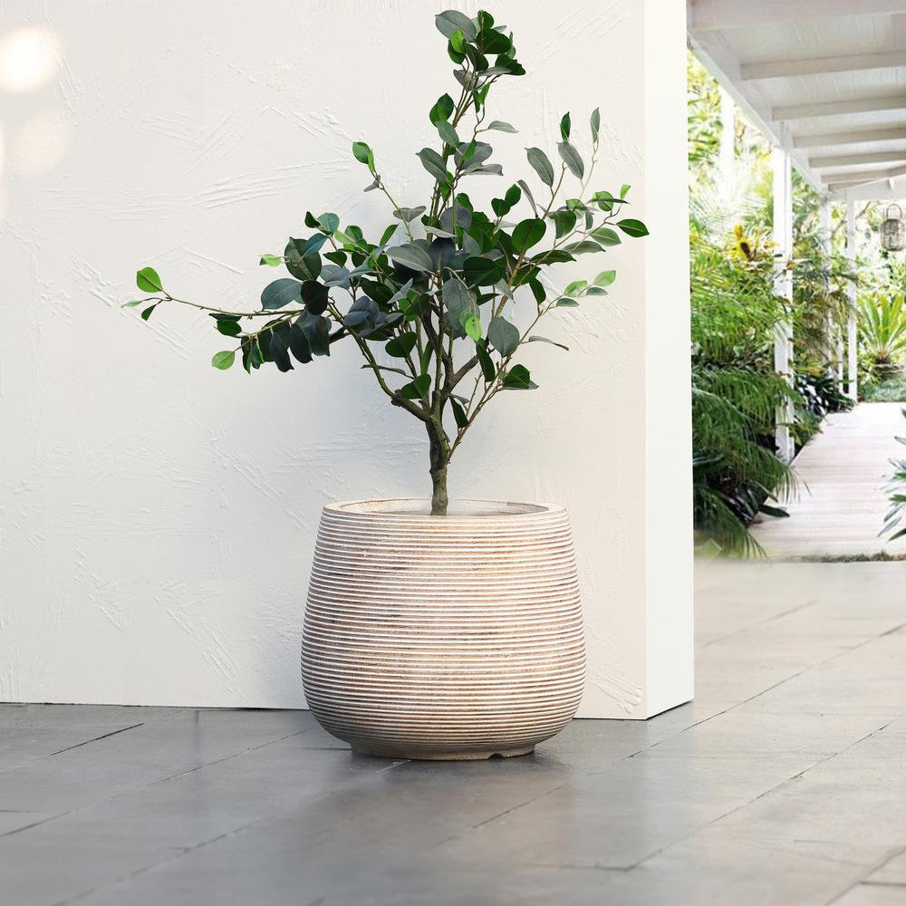 Distressed Tan MgO Tapered Round Planter. Picture 3