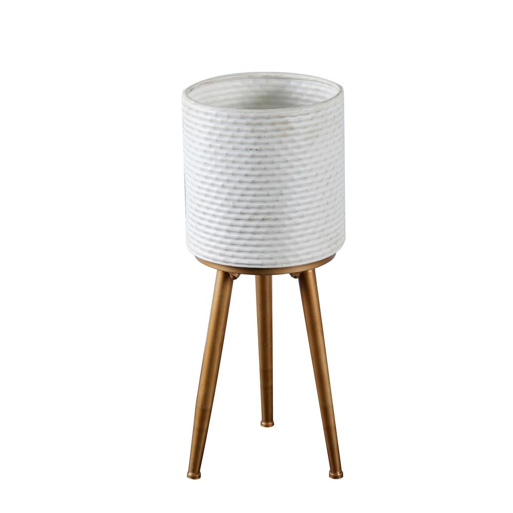 2pc Metal White Planters with Metal Legs. Picture 5