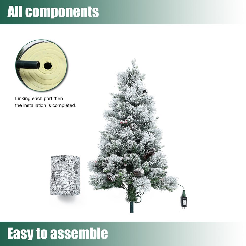 4Ft Pre-Lit Green Flocked Potted Artificial Christmas Tree. Picture 10
