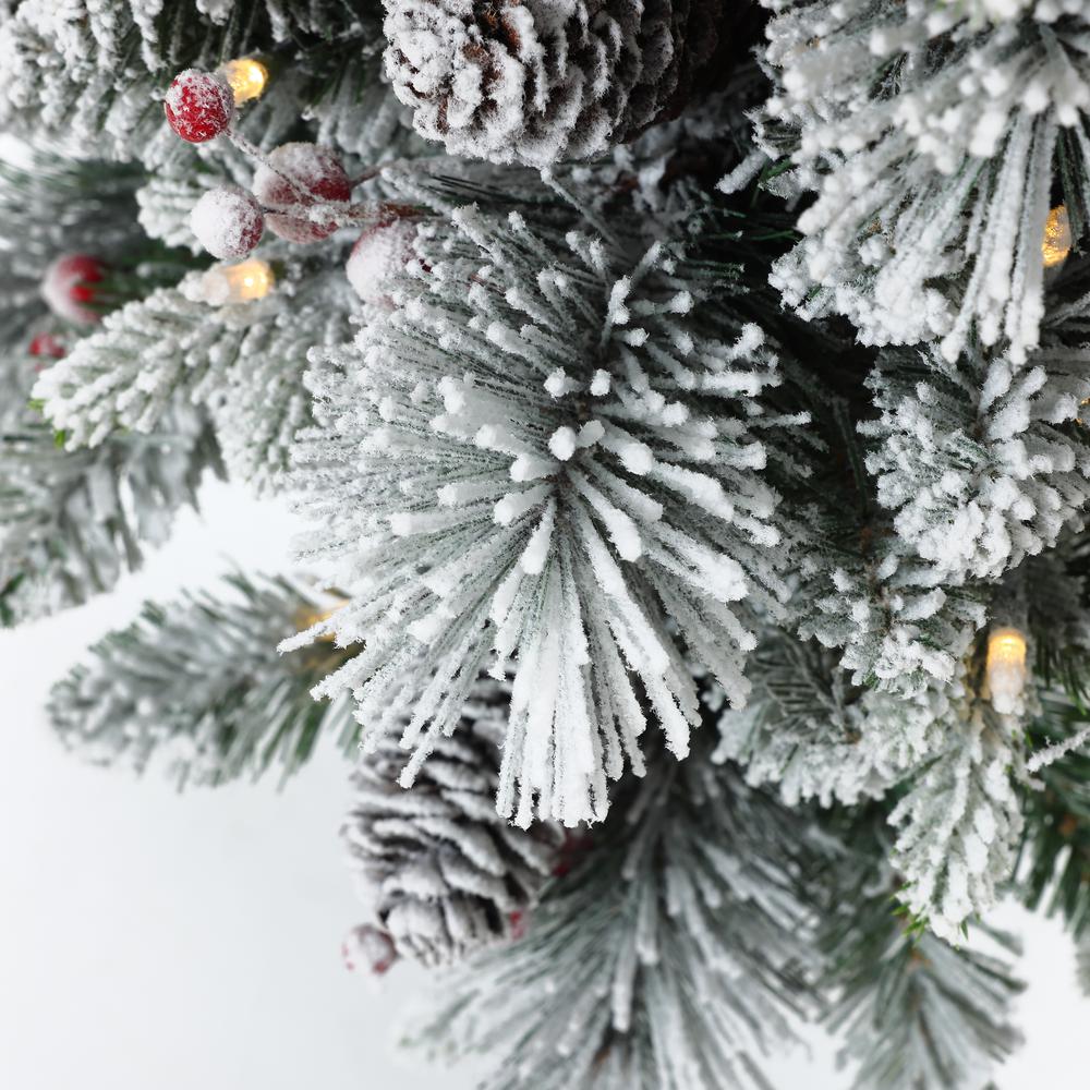 4Ft Pre-Lit Green Flocked Potted Artificial Christmas Tree. Picture 3