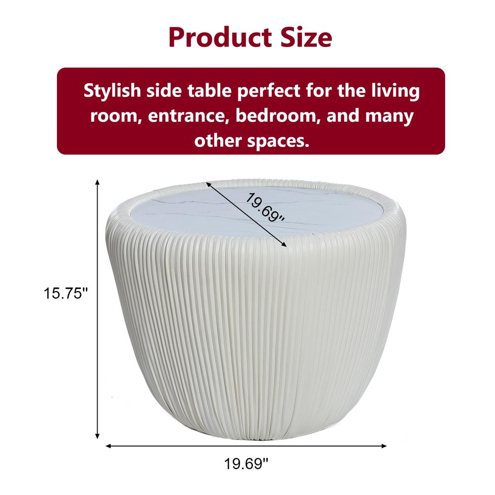 15.8" H White Round Side Table. Picture 10