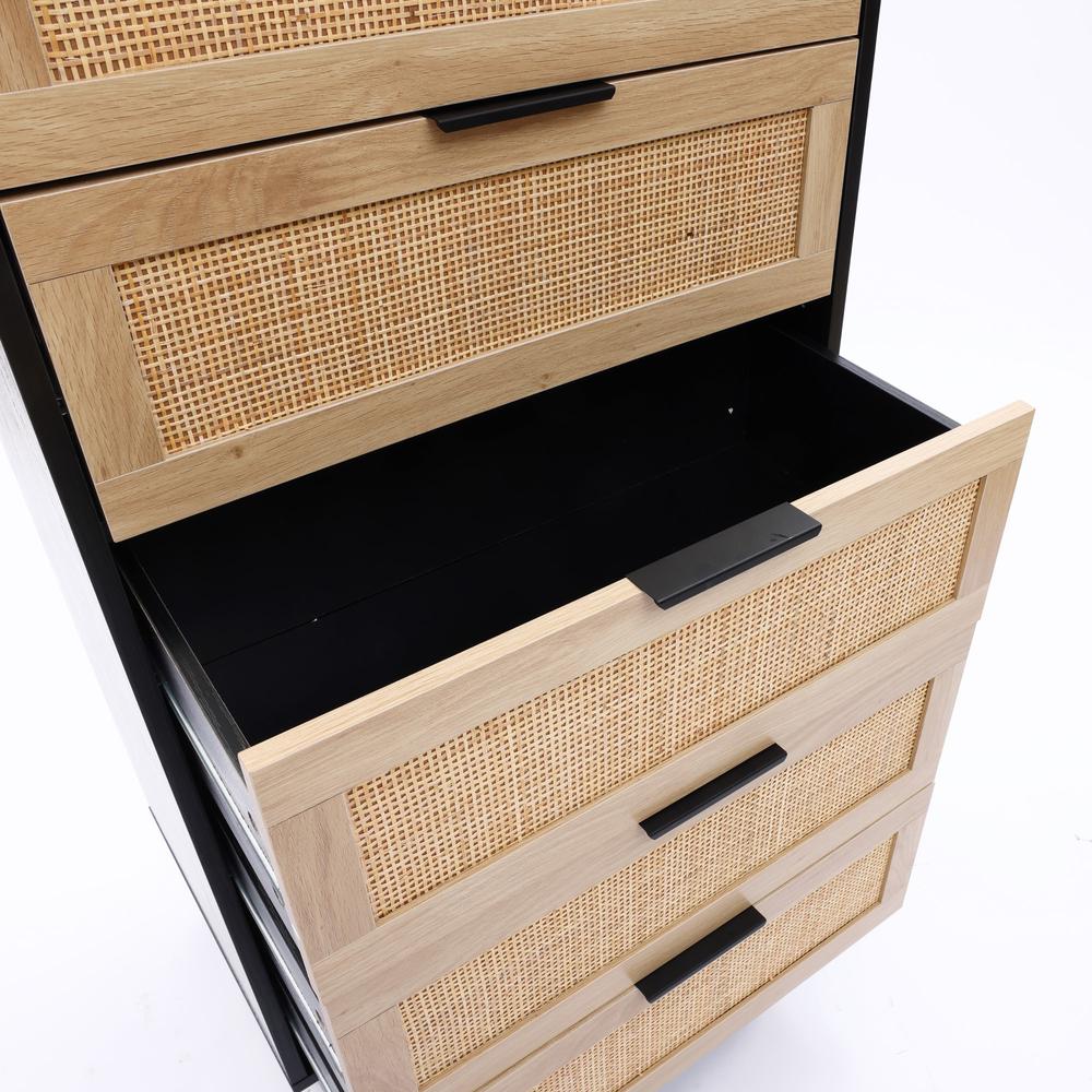 Black and Brown Wood 5-Drawer Chest. Picture 12