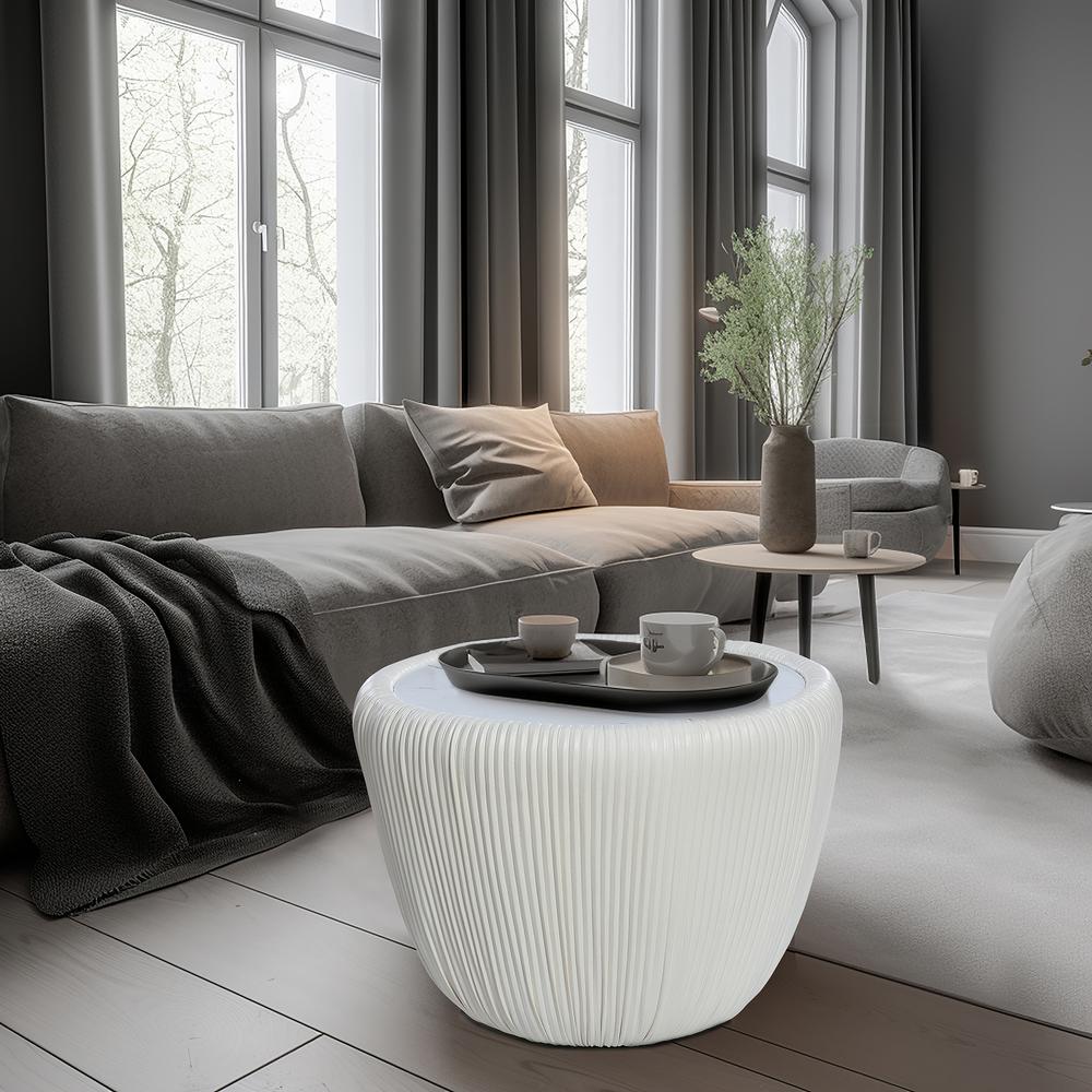 15.8" H White Round Side Table. Picture 12
