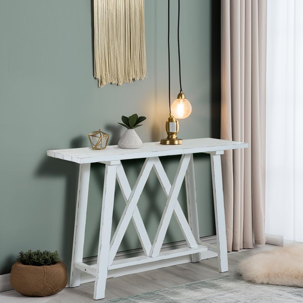 Farmhouse White 48" W Console and Entry Table. Picture 4