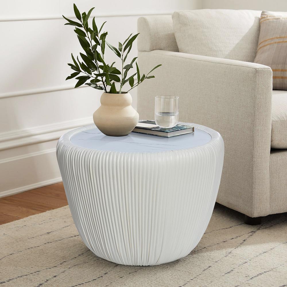 15.8" H White Round Side Table. Picture 13