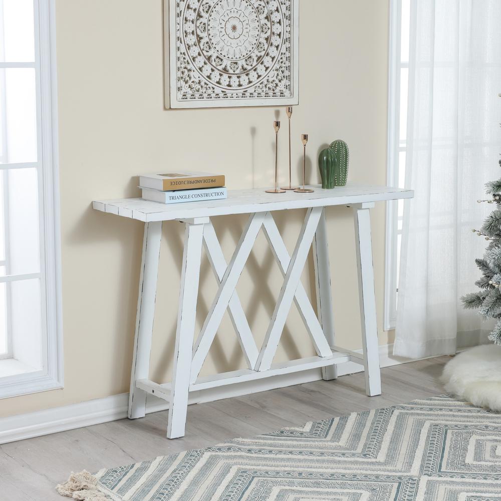 Farmhouse White 48" W Console and Entry Table. Picture 3