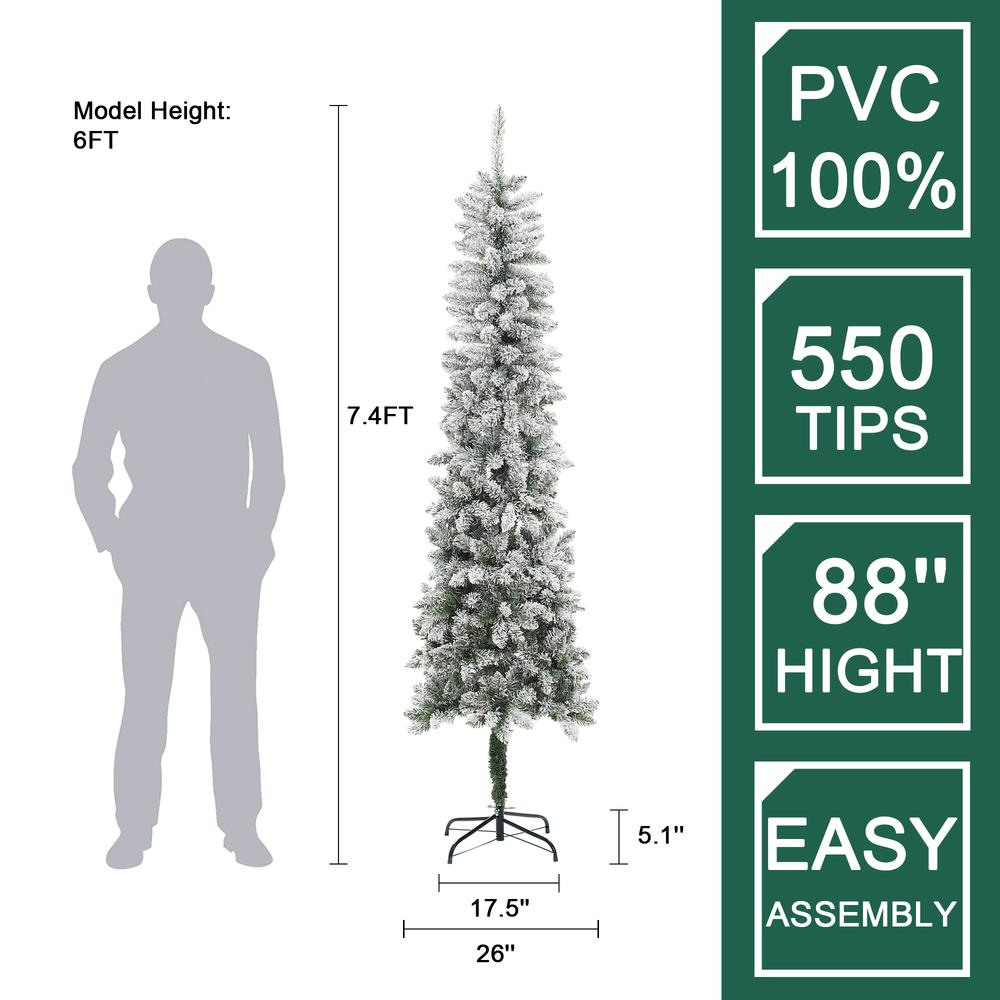 7.4Ft Pencil Slim Artificial Christmas Tree. Picture 16