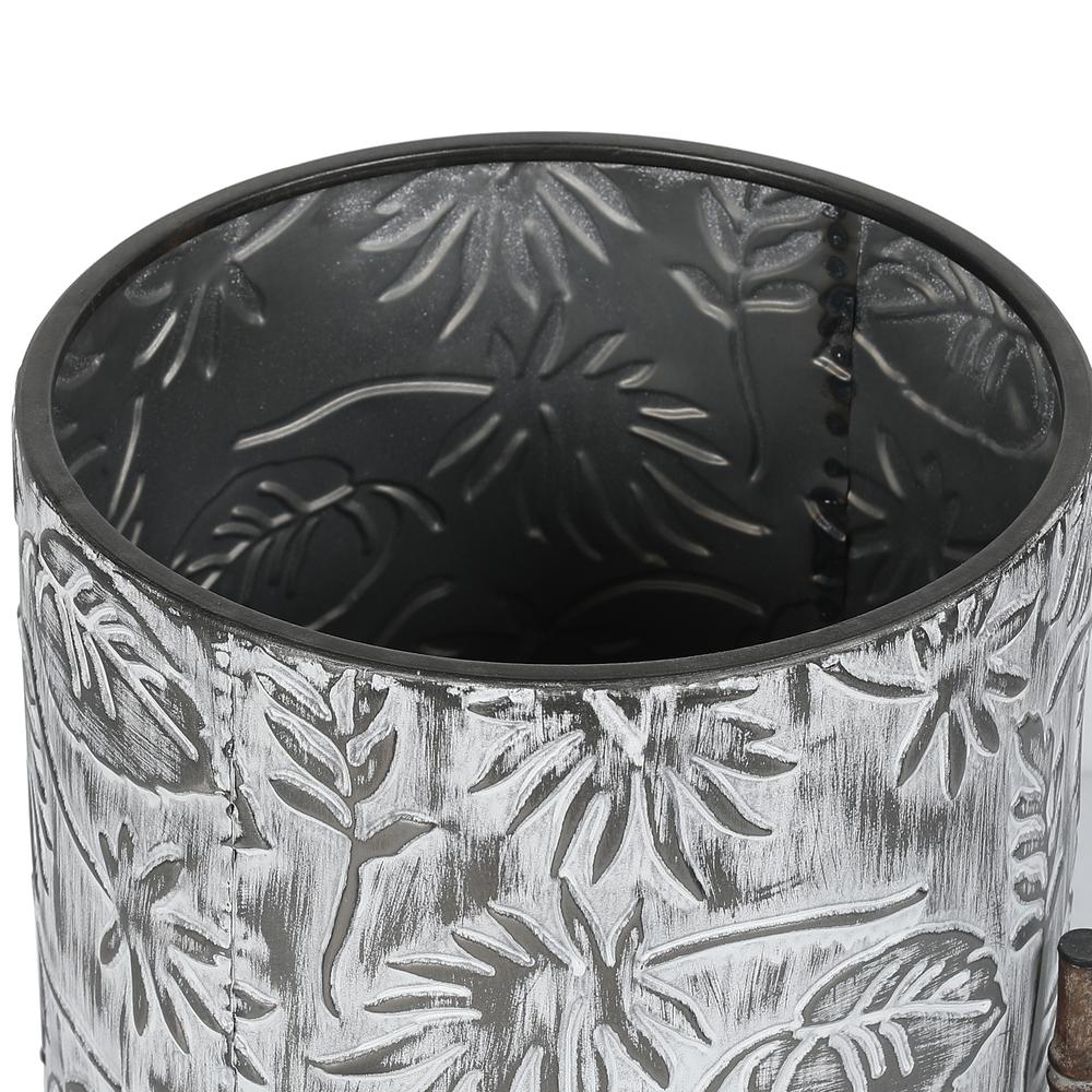 Two Piece Gray Metal Cachepots. Picture 4