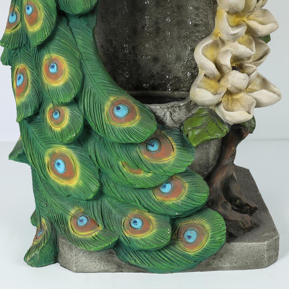 Polyresin Peacock Outdoor Fountain with LED Light. Picture 3