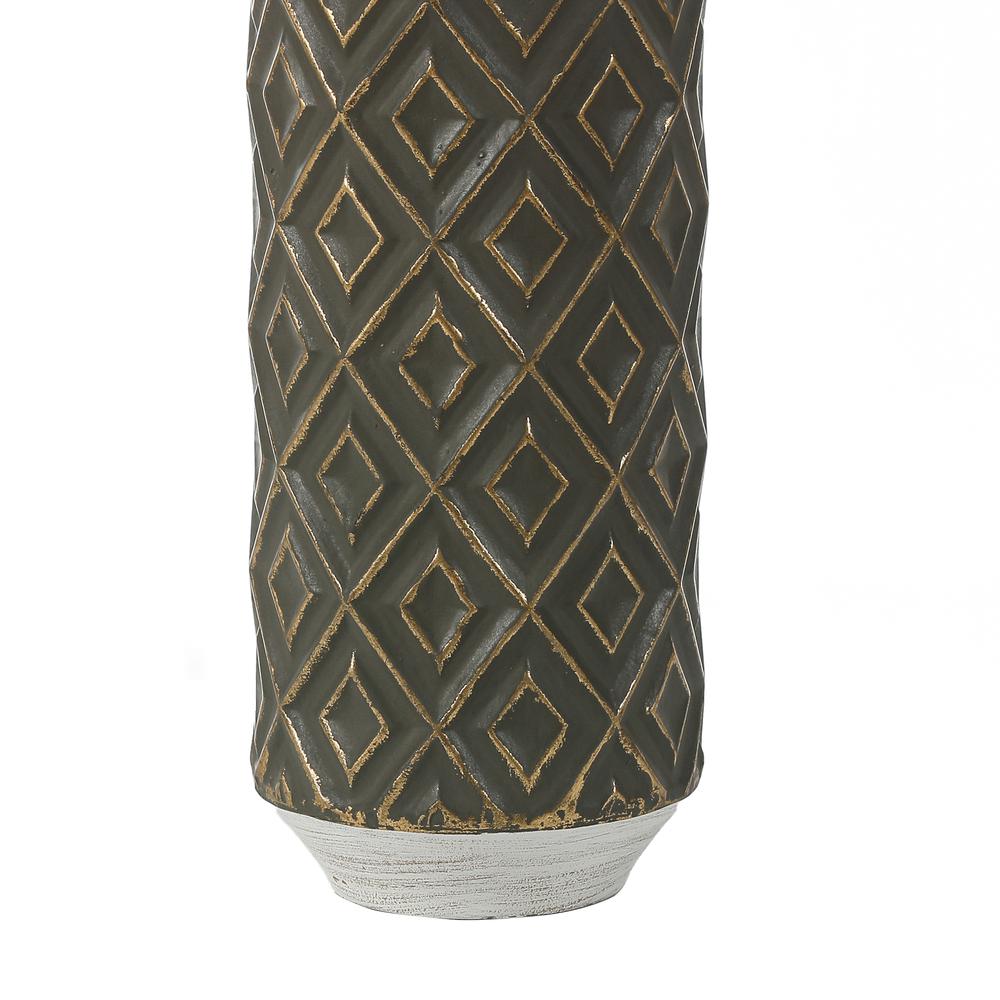 Set of 2 Distressed Black and White Metal Bottle Vases. Picture 5