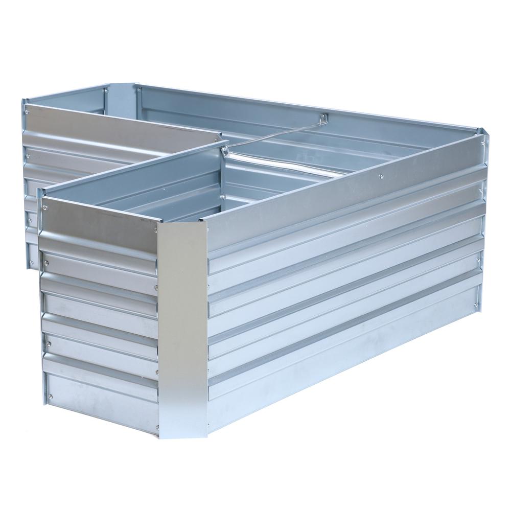 L-Shaped Galvanized Raised Garden Bed. Picture 1