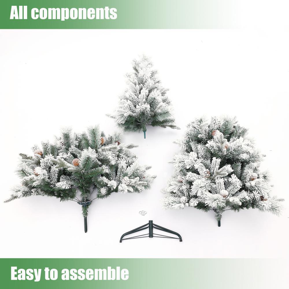 6Ft Artificial Flocked Full Pine Christmas Tree with Pine Cones. Picture 9