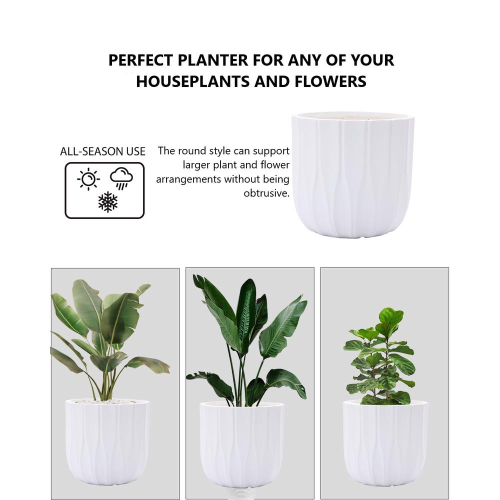 White MgO 14.5-in Round Planter. Picture 8