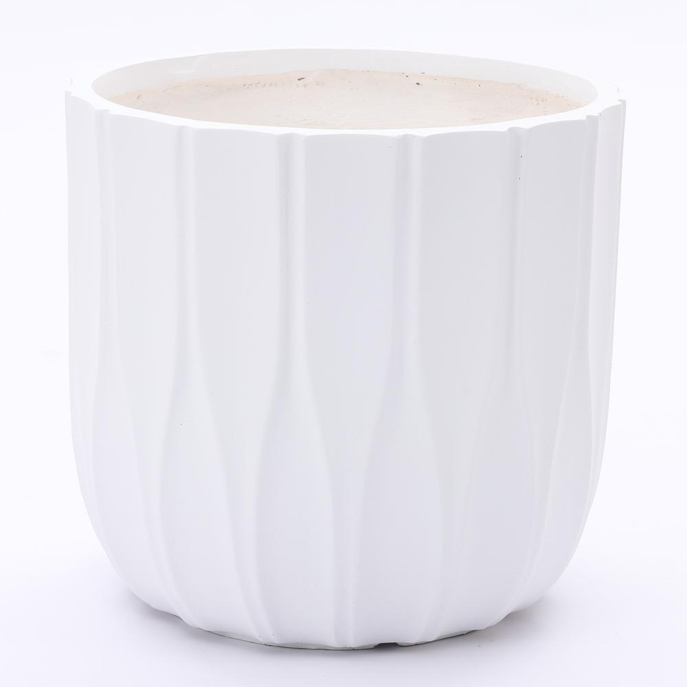 White MgO 14.5-in Round Planter. Picture 1