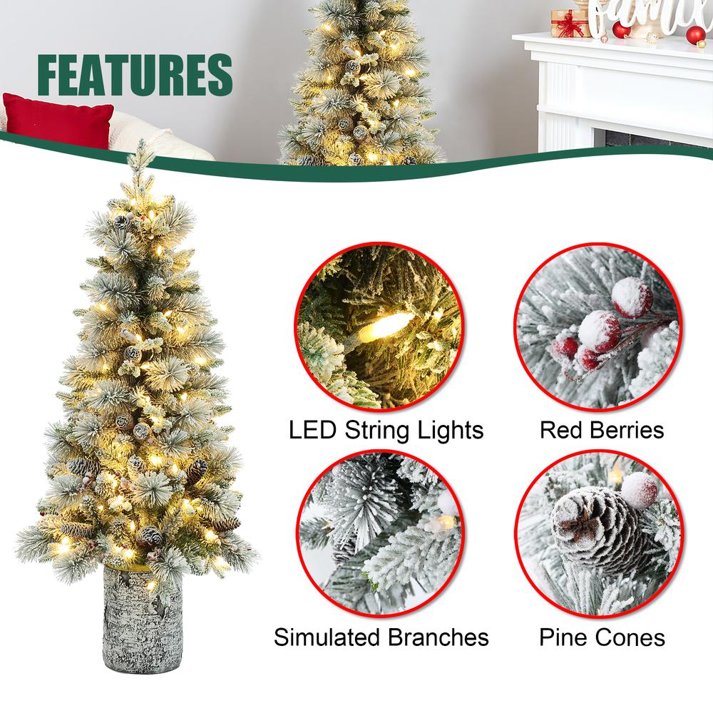 4Ft Pre-Lit Green Flocked Potted Artificial Christmas Tree. Picture 11