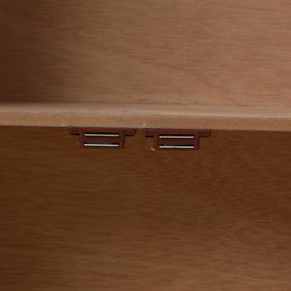 Farmhouse White and Natural MDF Wood Cathedral-Style 2-Door Wall Cabinet. Picture 11