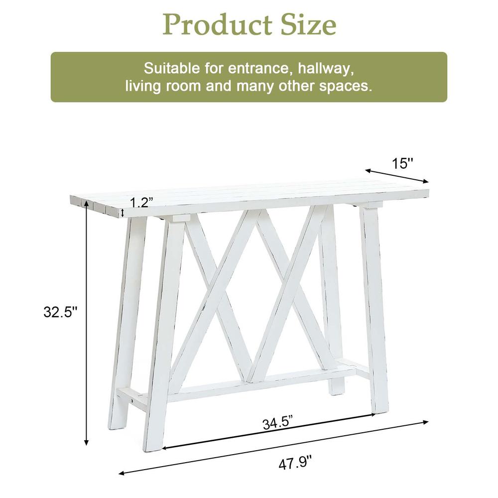 Farmhouse White 48" W Console and Entry Table. Picture 12