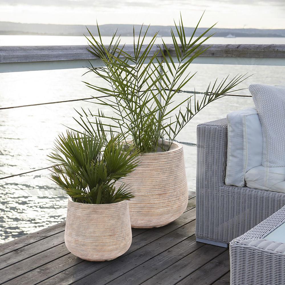 Distressed Tan MgO Tapered Round Planter. Picture 6