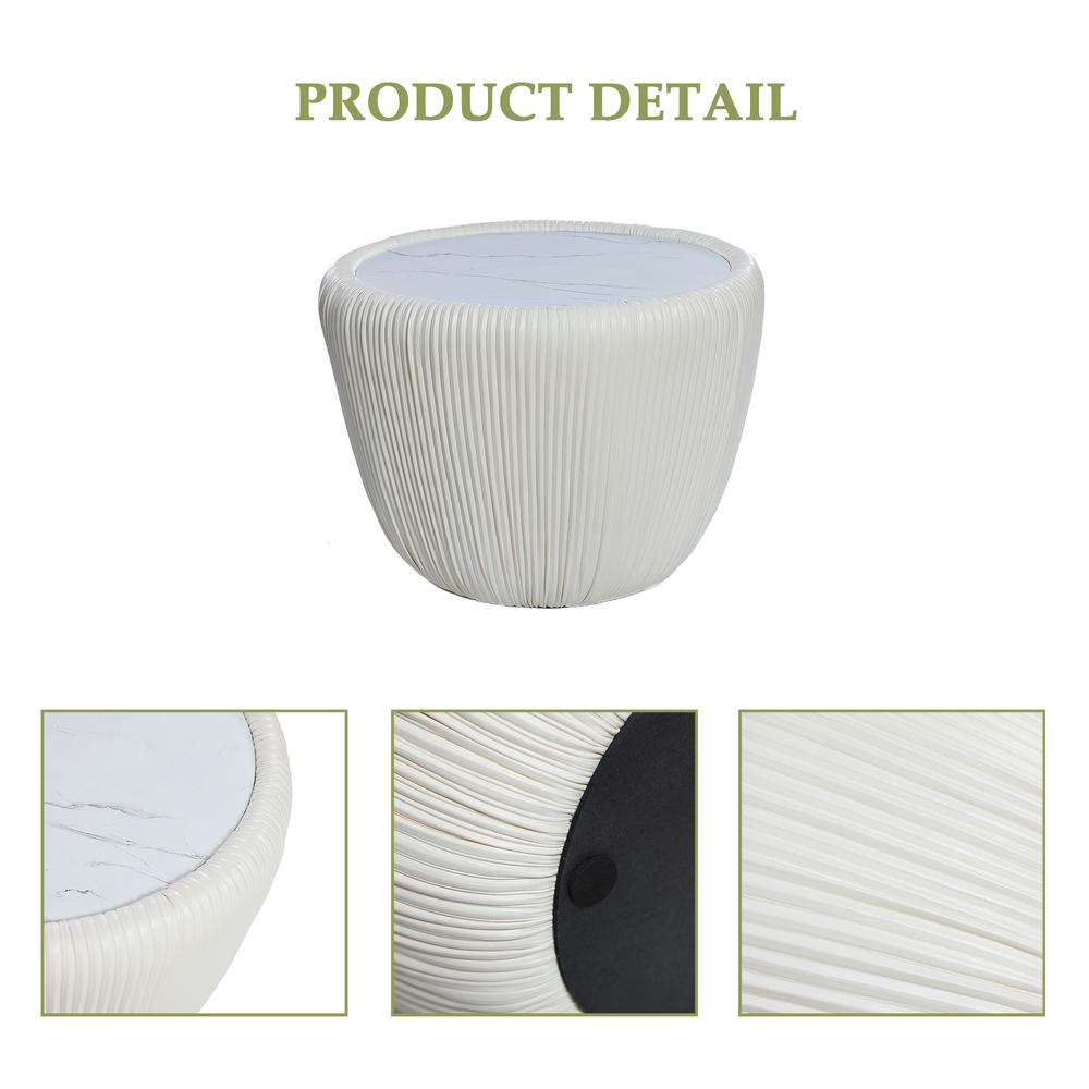 15.8" H White Round Side Table. Picture 4