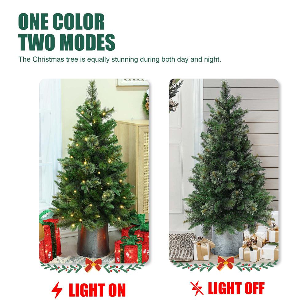 4Ft Pre-Lit Artificial Christmas Pine Tree with Metal Pot. Picture 13