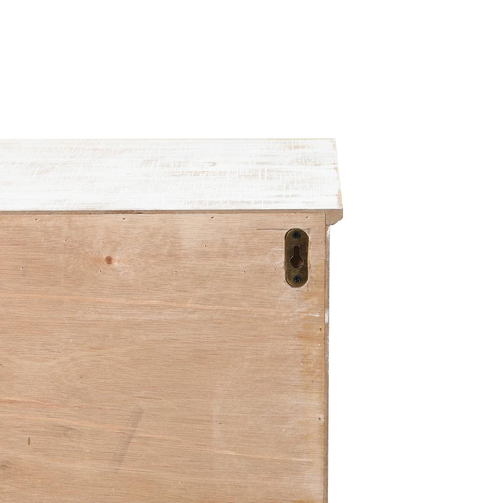 Farmhouse White and Natural MDF Wood Cathedral-Style 2-Door Wall Cabinet. Picture 10