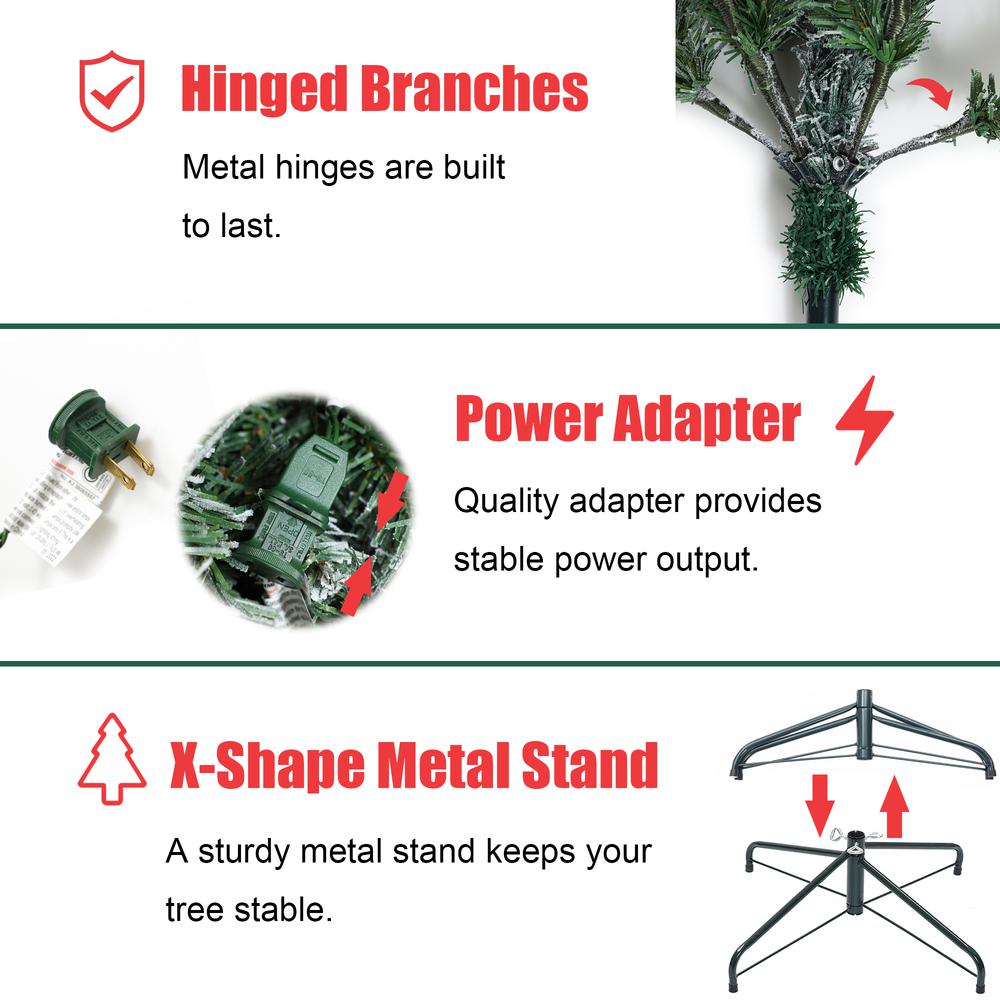 5Ft Pre-Lit Full Artificial Flocked Christmas Tree. Picture 14