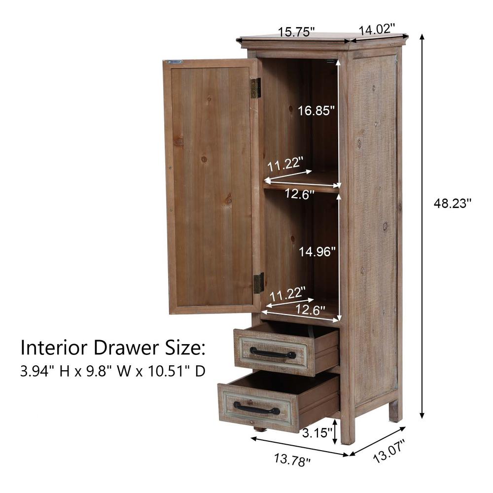 48" Tower Wood 2-Drawer 1-Door Storage Cabinet. Picture 14