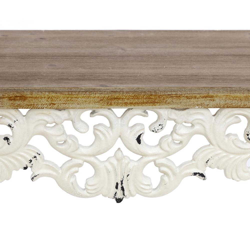 Victorian Off White and Natural Wood Console and Entry Table. Picture 11