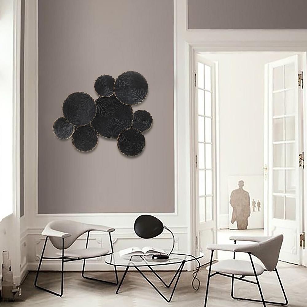 Abstract Black with Gold Large Metal Wall Decor. Picture 3