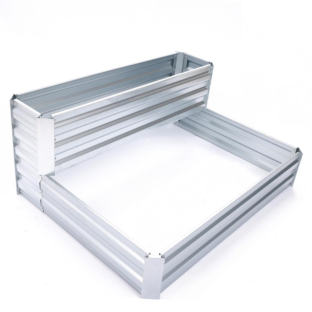 2-Tier Rectangular Galvanized Steel Raised Garden Bed. Picture 6