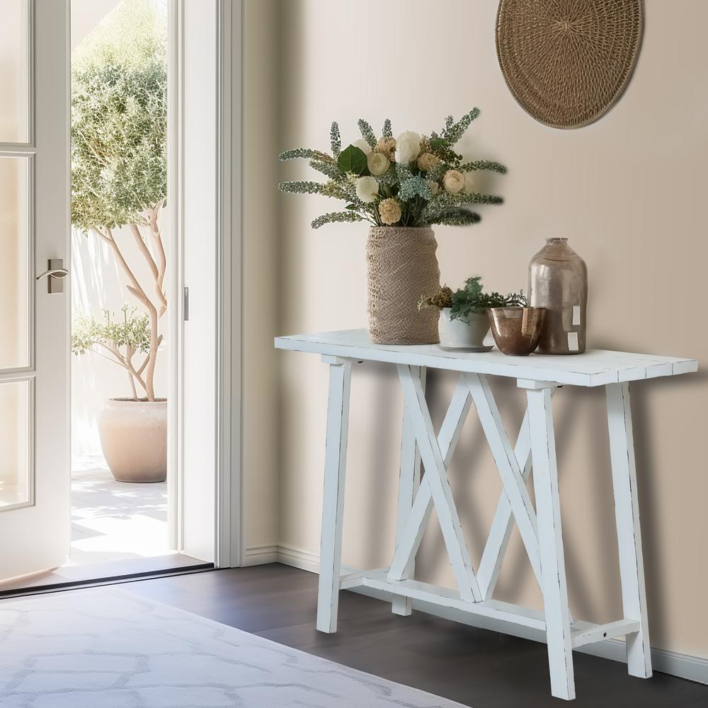 Farmhouse White 48" W Console and Entry Table. Picture 5