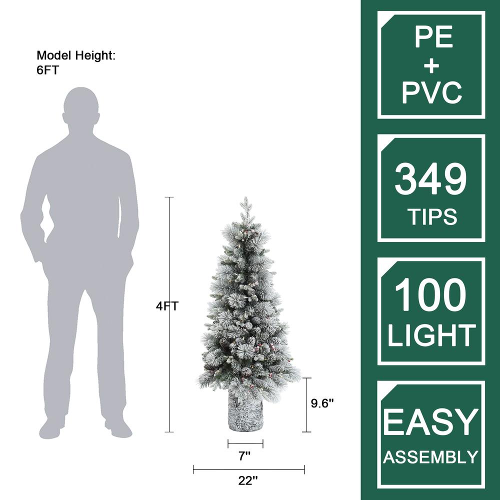 4Ft Pre-Lit Green Flocked Potted Artificial Christmas Tree. Picture 17