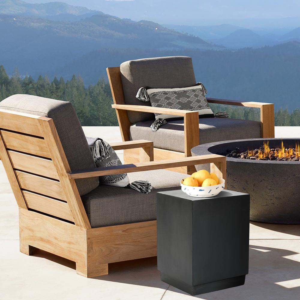 Gray Cement Square Indoor Outdoor Side and End Table. Picture 7